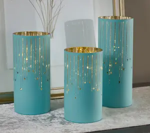 Set of 3 Illuminated Starry Night Hurricanes by Valerie